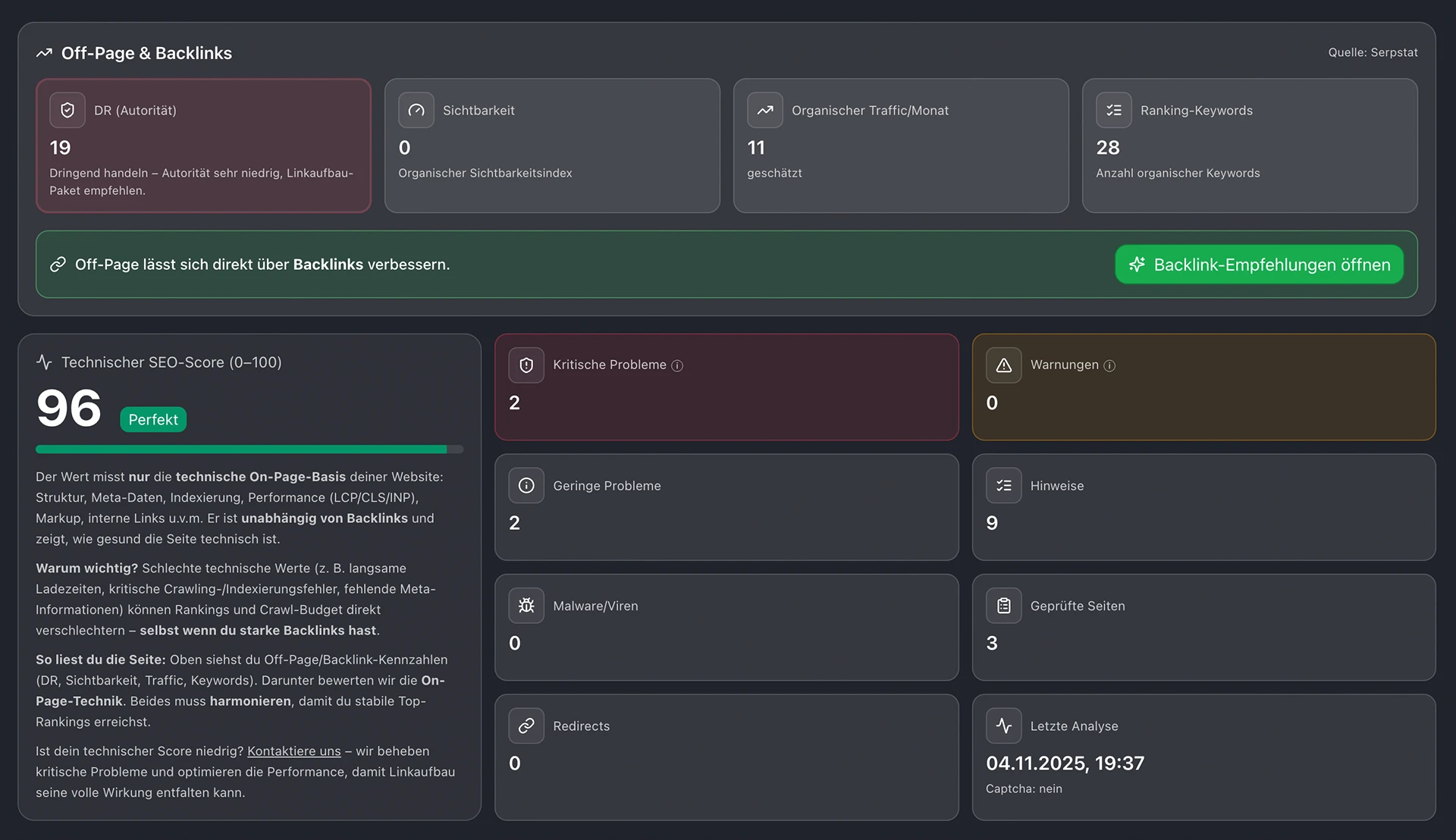 SEO-Check & Backlink-Empfehlungen